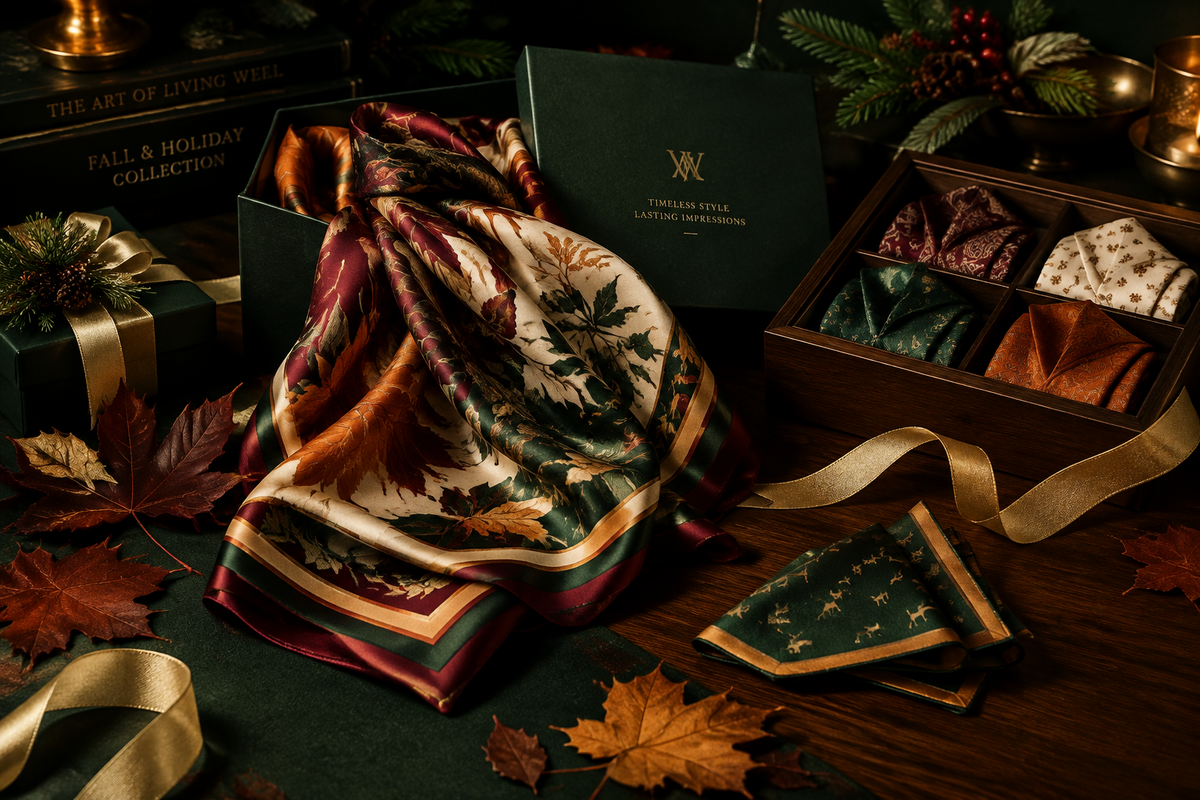 The 5Fs Fall and Holiday Collection luxury silk scarves