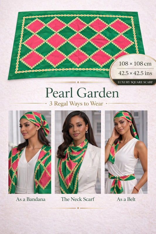 Pearl Garden Silk Scarf — 108 × 108 cm