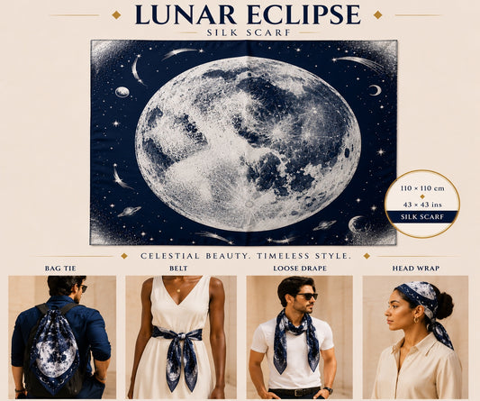 Lunar Eclipse Silk Scarf — 110 × 110 cm