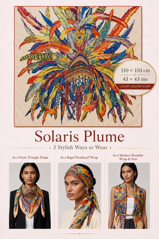 Solaris Plume Silk Scarf — 110 × 110 cm