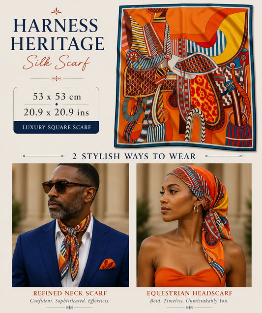 Harness Heritage Silk Scarf — 53 × 53 cm