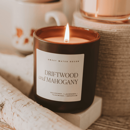 Driftwood & Mahogany Soy Candle – 15 oz