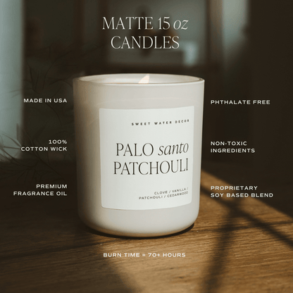 Palo Santo Patchouli Soy Candle – 15 oz